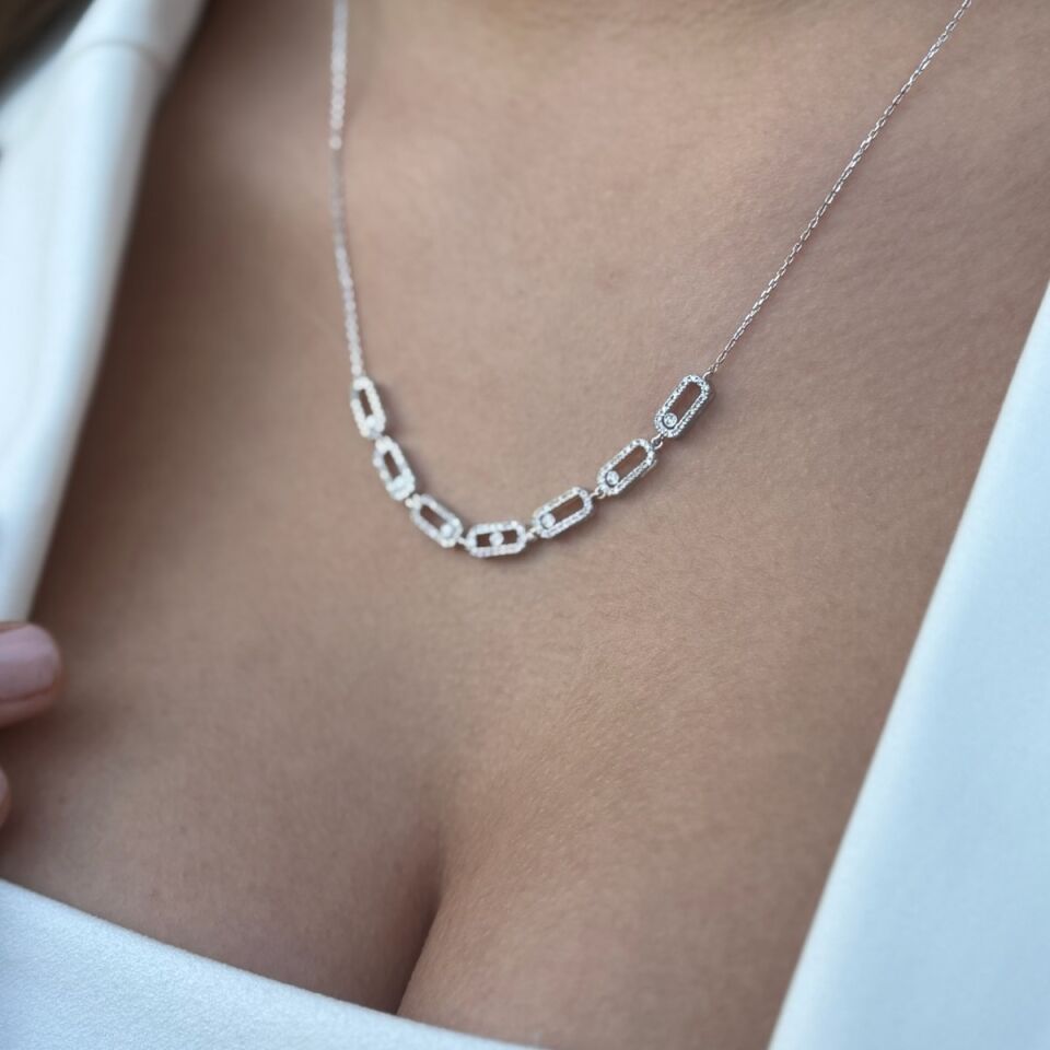14 AYAR 0,51 CT F RENGİ PIRLANTA TAŞLI İTALYAN MODEL KOLYE