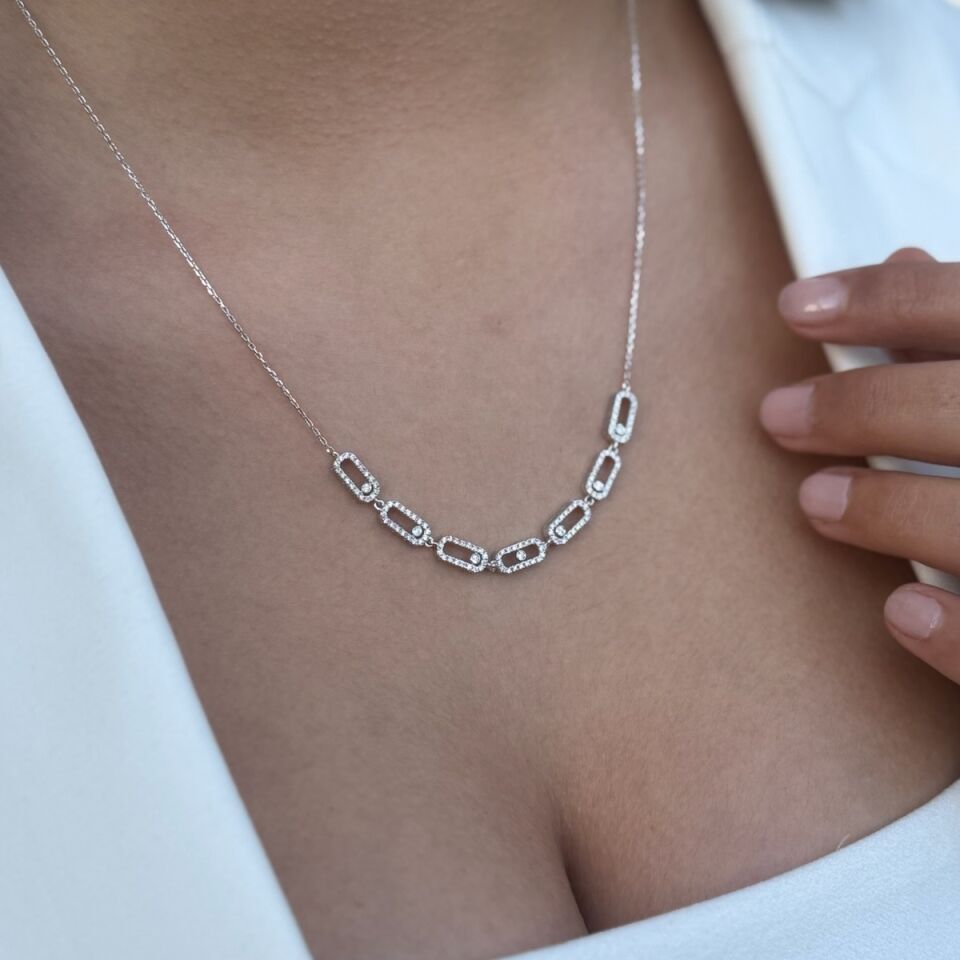 14 AYAR 0,51 CT F RENGİ PIRLANTA TAŞLI İTALYAN MODEL KOLYE