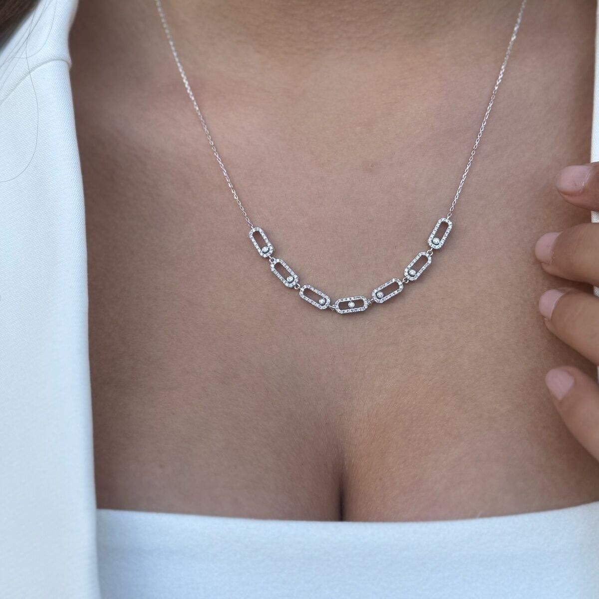 14 AYAR 0,51 CT F RENGİ PIRLANTA TAŞLI İTALYAN MODEL KOLYE