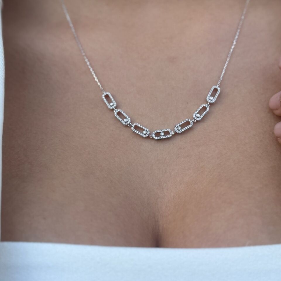 14 AYAR 0,51 CT F RENGİ PIRLANTA TAŞLI İTALYAN MODEL KOLYE