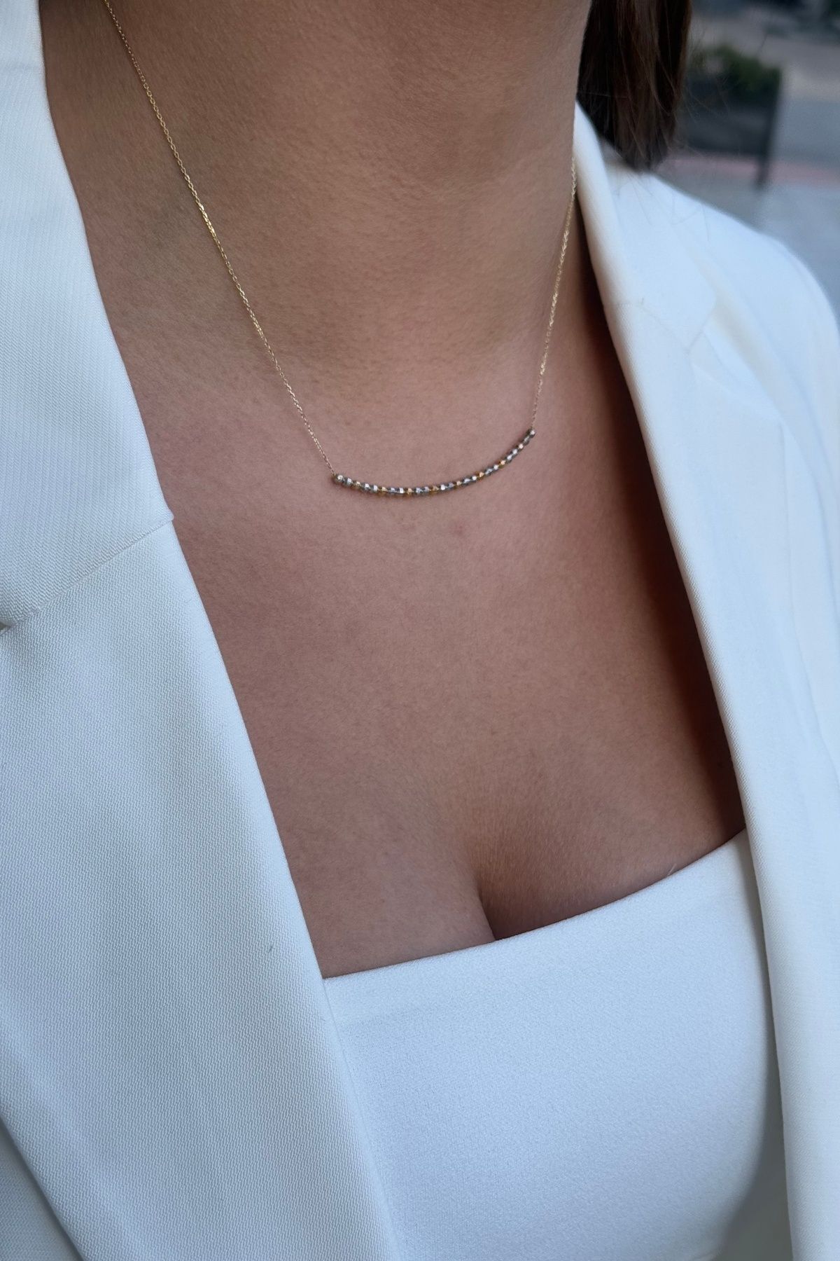 14 AYAR DORİKA TOPLU ZARİF KOLYE