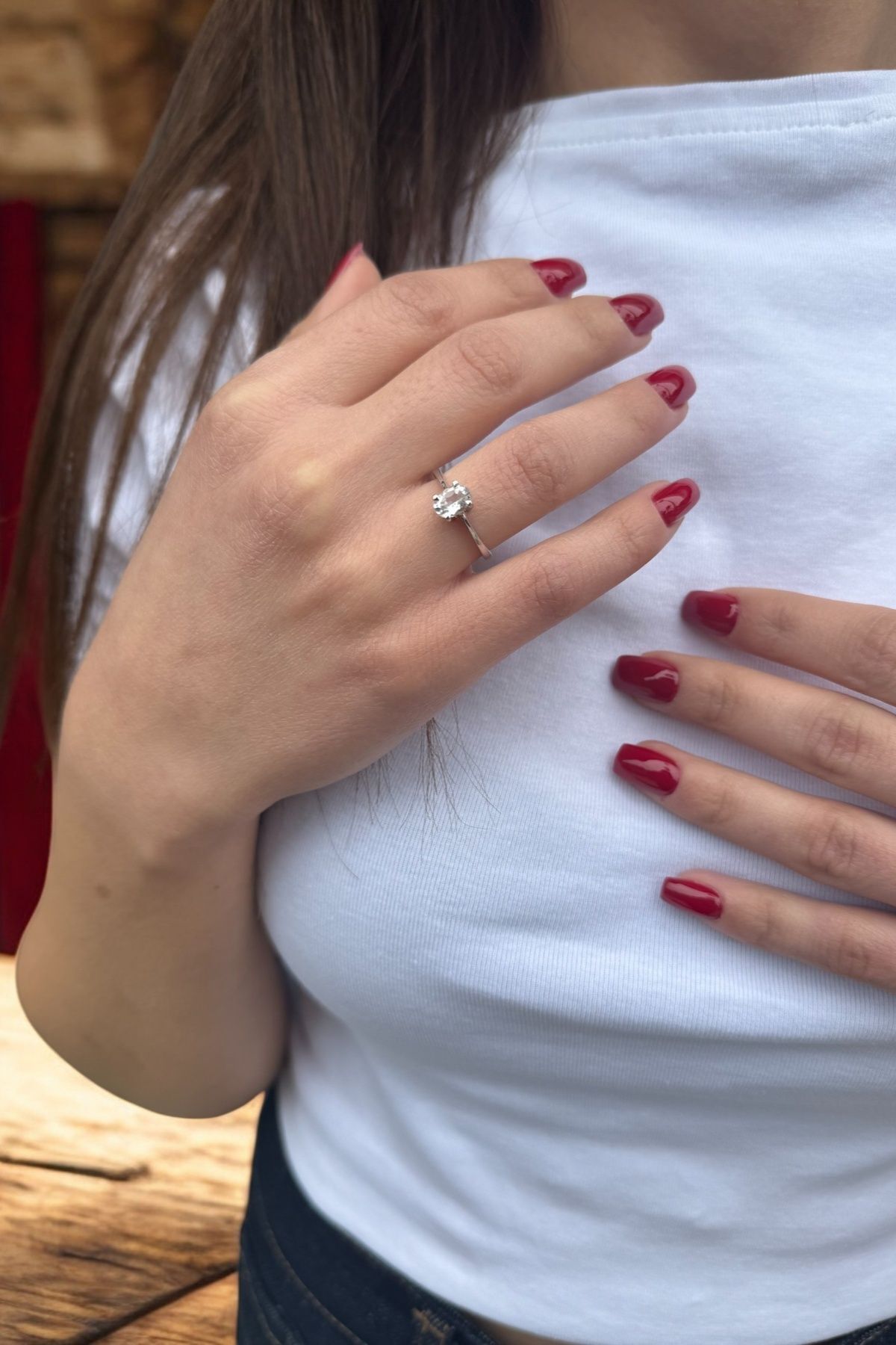 14 AYAR 0,70 CT BEYAZ SAFİR TAŞLI YÜZÜK