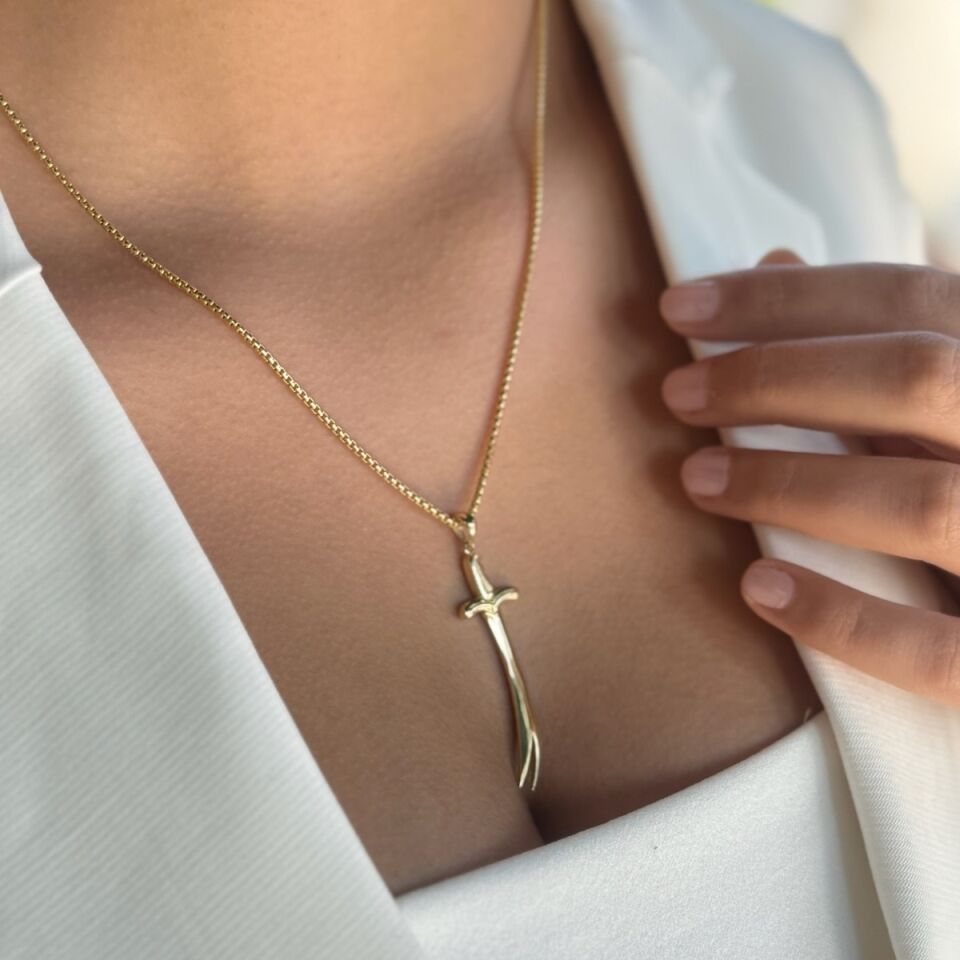 14 AYAR ZÜLFİKAR UÇLU ALTIN KOLYE