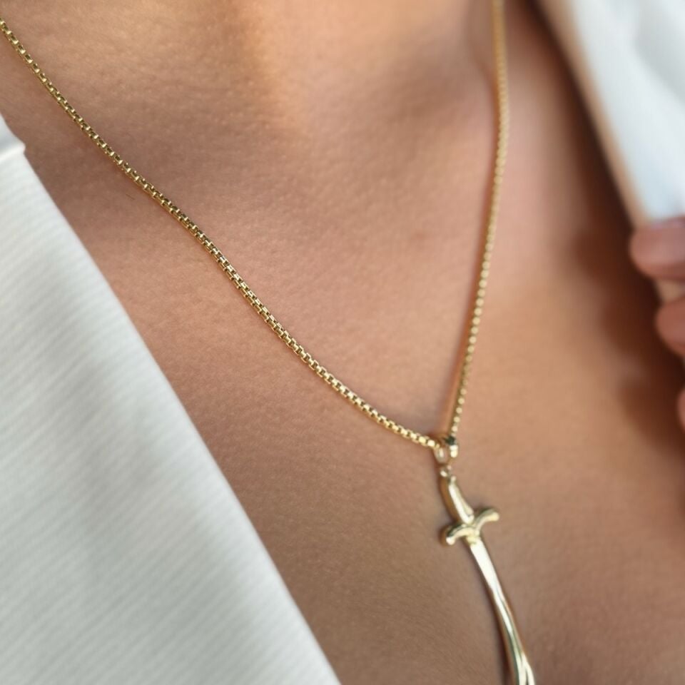 14 AYAR ZÜLFİKAR UÇLU ALTIN KOLYE