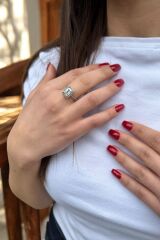 14 AYAR 1,81 CT BEYAZ SAFİR TAŞLI 0,37 CT PIRLANTA TAŞLI YÜZÜK 16