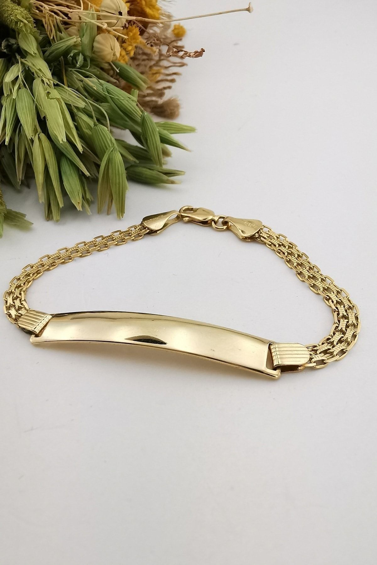 14 Ayar Özel Tasarım Künye Altın Bileklik