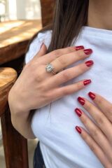 14 AYAR 1,81 CT BEYAZ SAFİR TAŞLI 0,37 CT PIRLANTA TAŞLI YÜZÜK 14