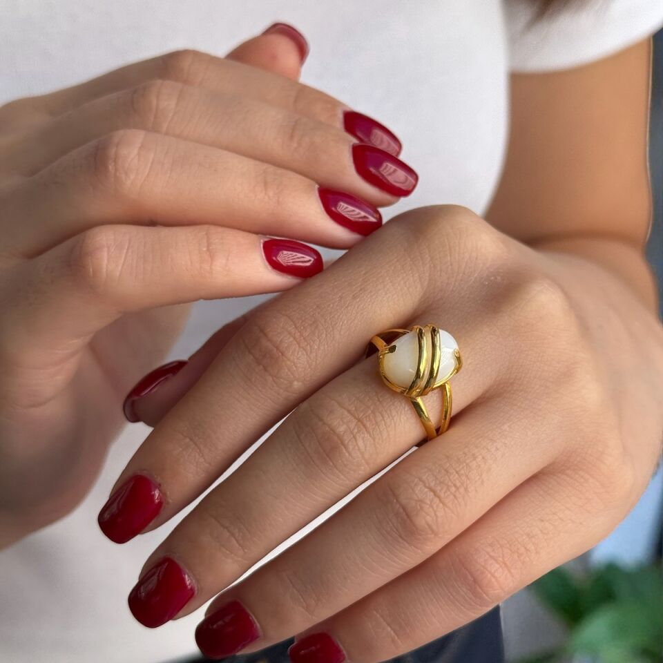 22 AYAR ÖZEL TASARIM AYTAŞI TAŞLI ALTIN YÜZÜK