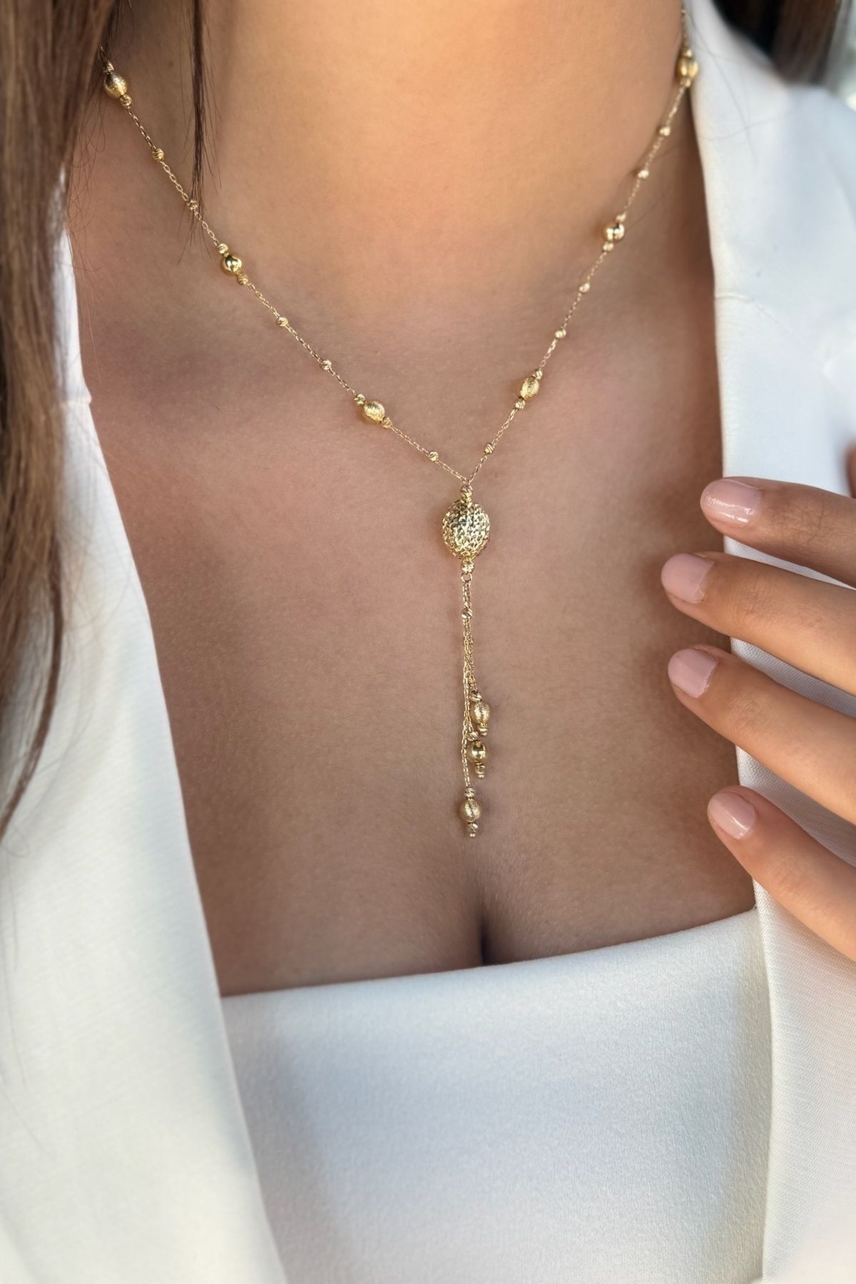 14 AYAR İTALYAN PARLAK SALLANTILI ALTIN KOLYE