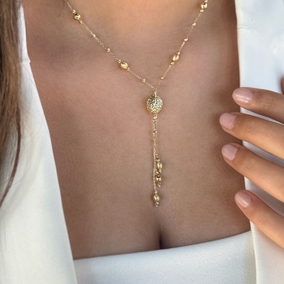 14 AYAR İTALYAN PARLAK SALLANTILI ALTIN KOLYE