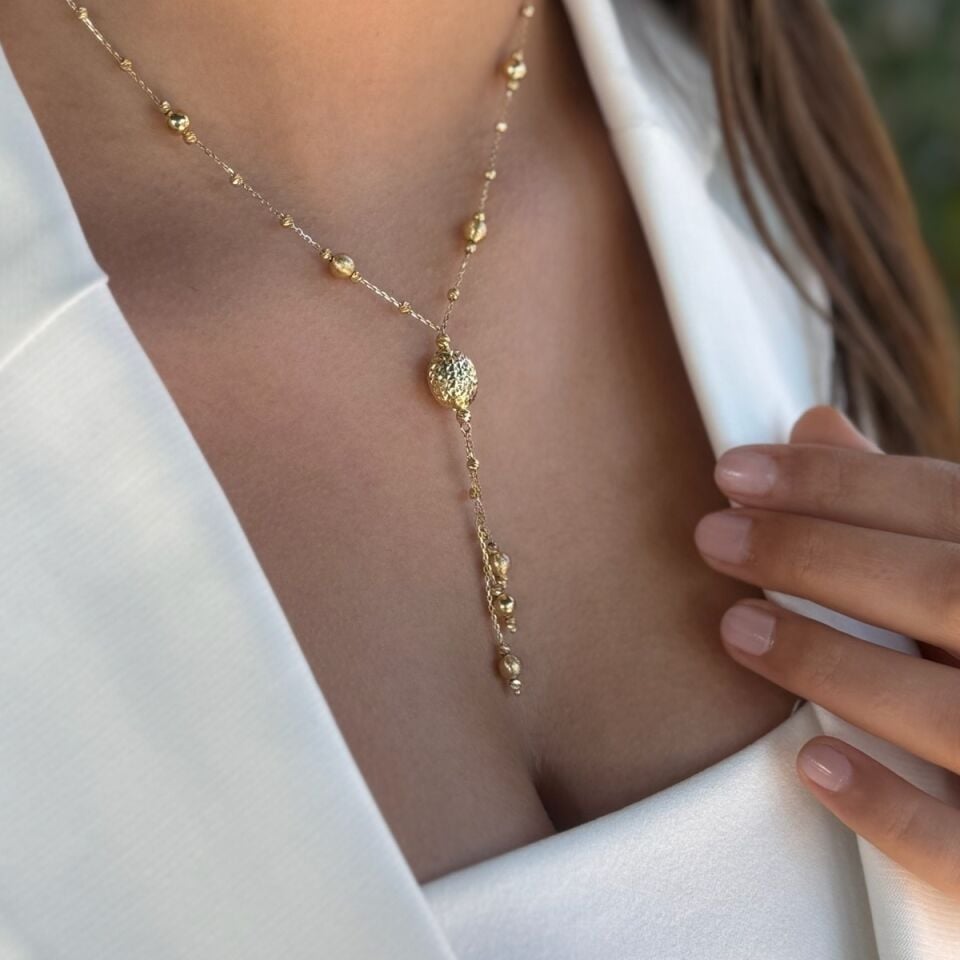 14 AYAR İTALYAN PARLAK SALLANTILI ALTIN KOLYE