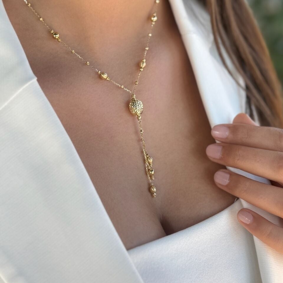 14 AYAR İTALYAN PARLAK SALLANTILI ALTIN KOLYE