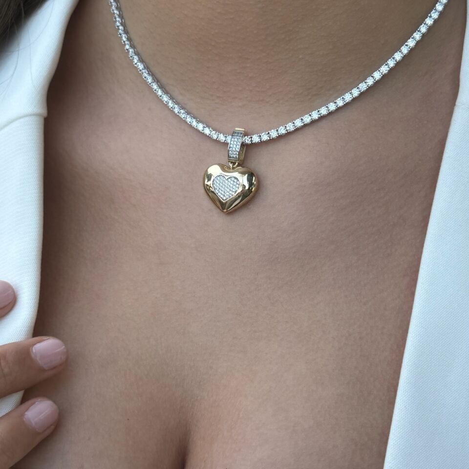 14 AYAR SUYOLU KOLYE VE BOMBE KALP KOLYE UCU