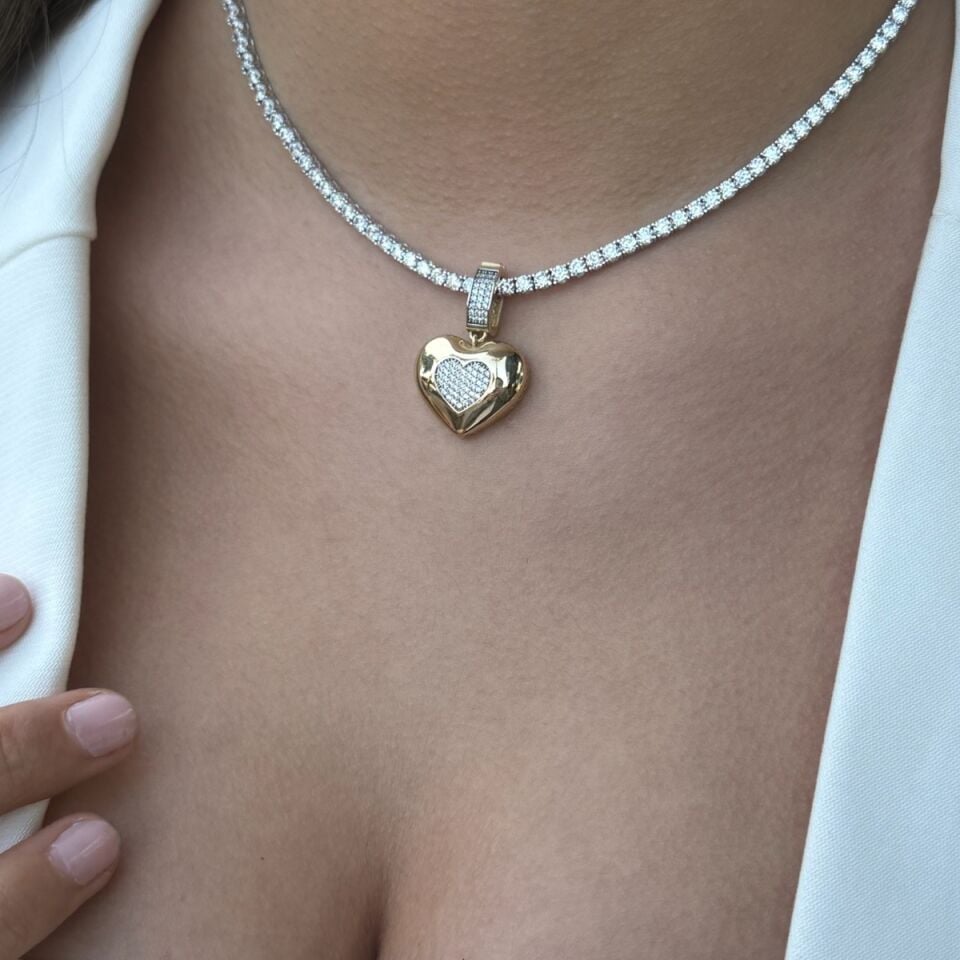 14 AYAR SUYOLU KOLYE VE BOMBE KALP KOLYE UCU