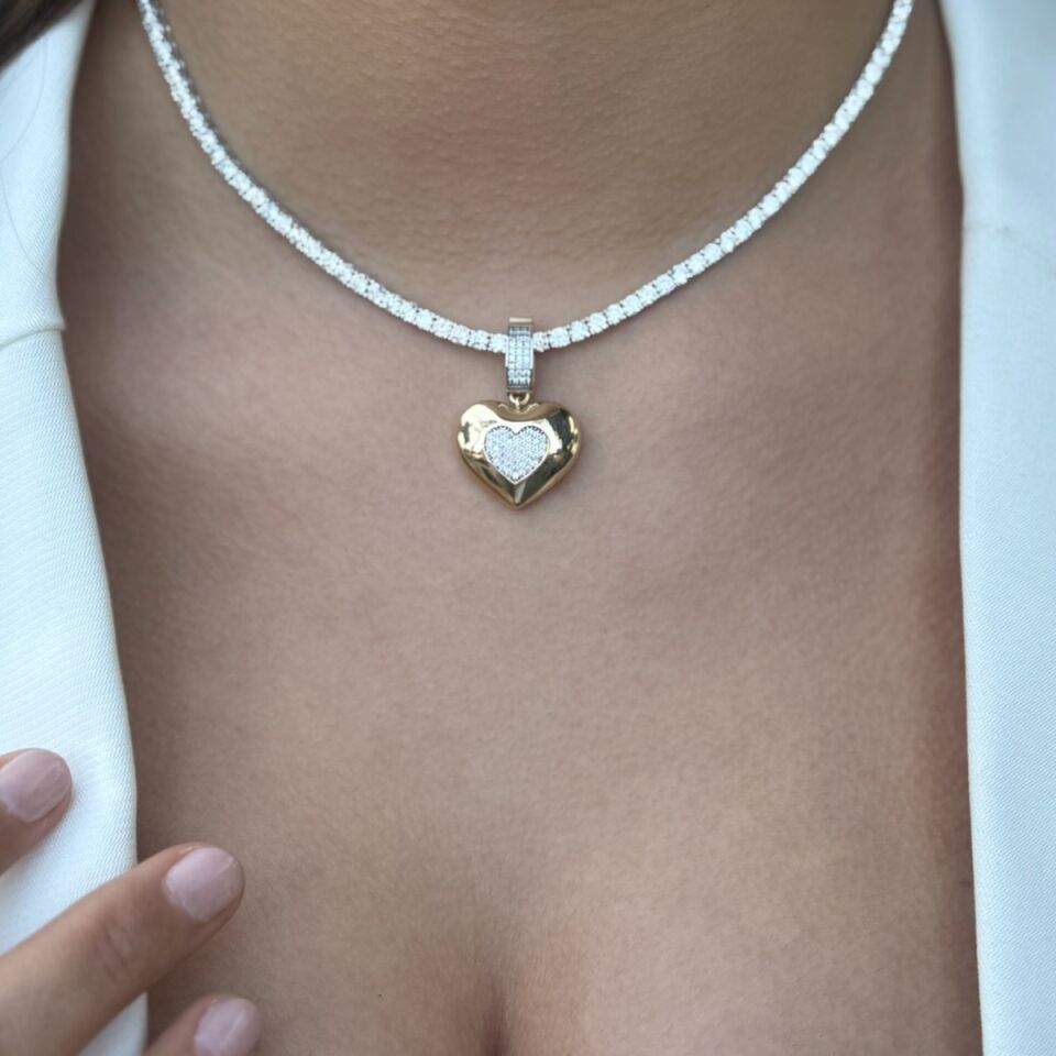 14 AYAR SUYOLU KOLYE VE BOMBE KALP KOLYE UCU