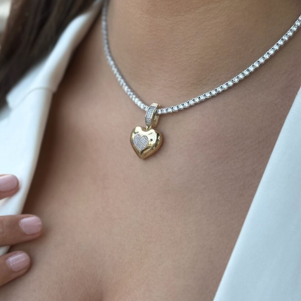 14 AYAR SUYOLU KOLYE VE BOMBE KALP KOLYE UCU