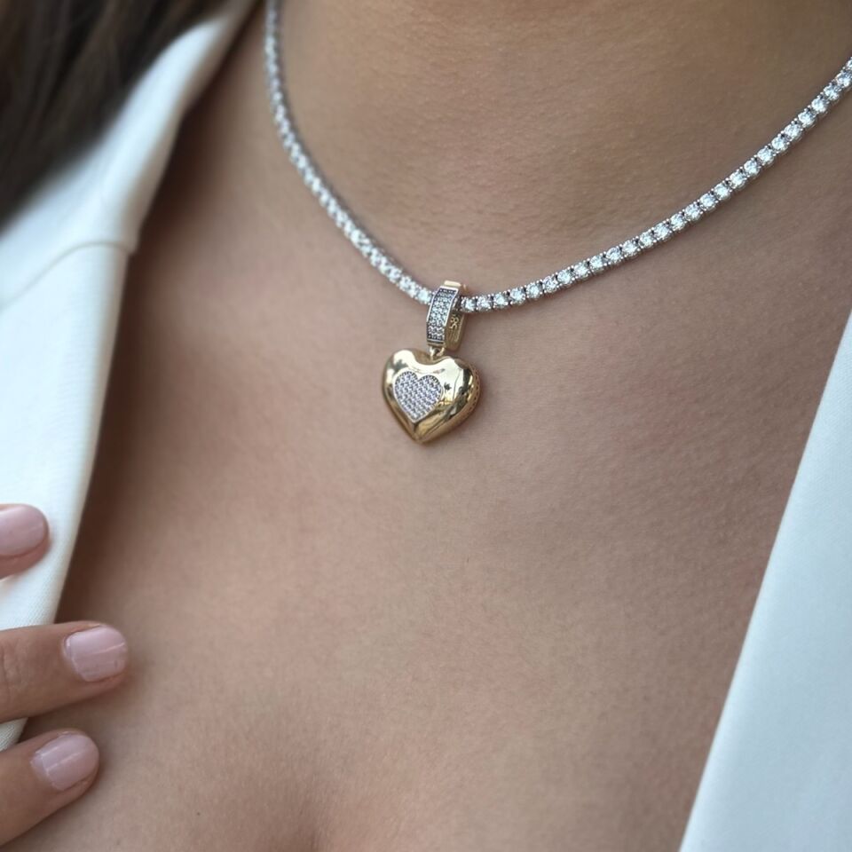 14 AYAR SUYOLU KOLYE VE BOMBE KALP KOLYE UCU