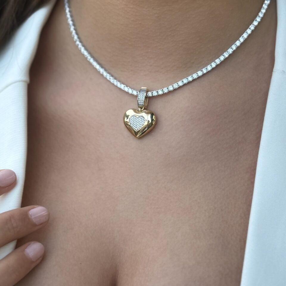 14 AYAR SUYOLU KOLYE VE BOMBE KALP KOLYE UCU