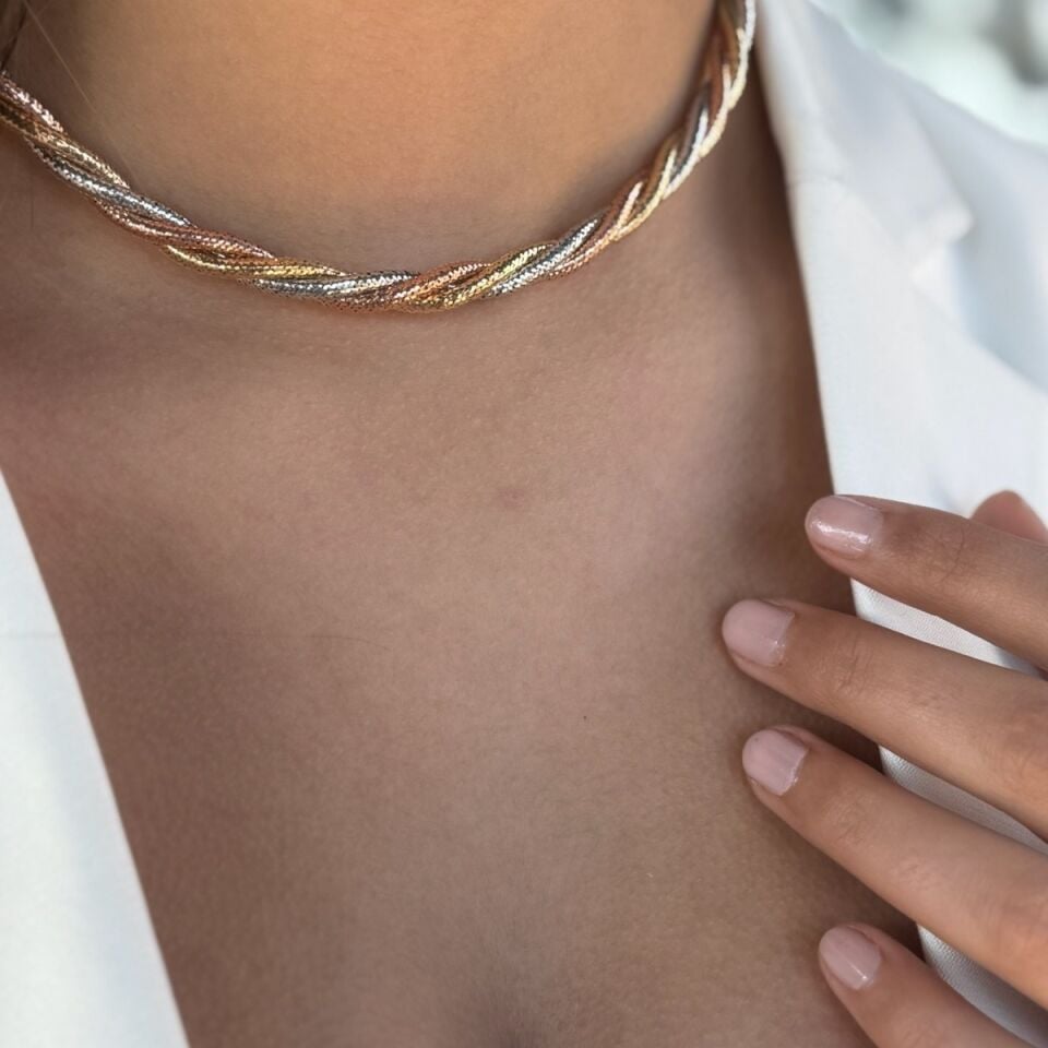 14 AYAR İTALYAN ÜÇ RENK ALTIN KOLYE