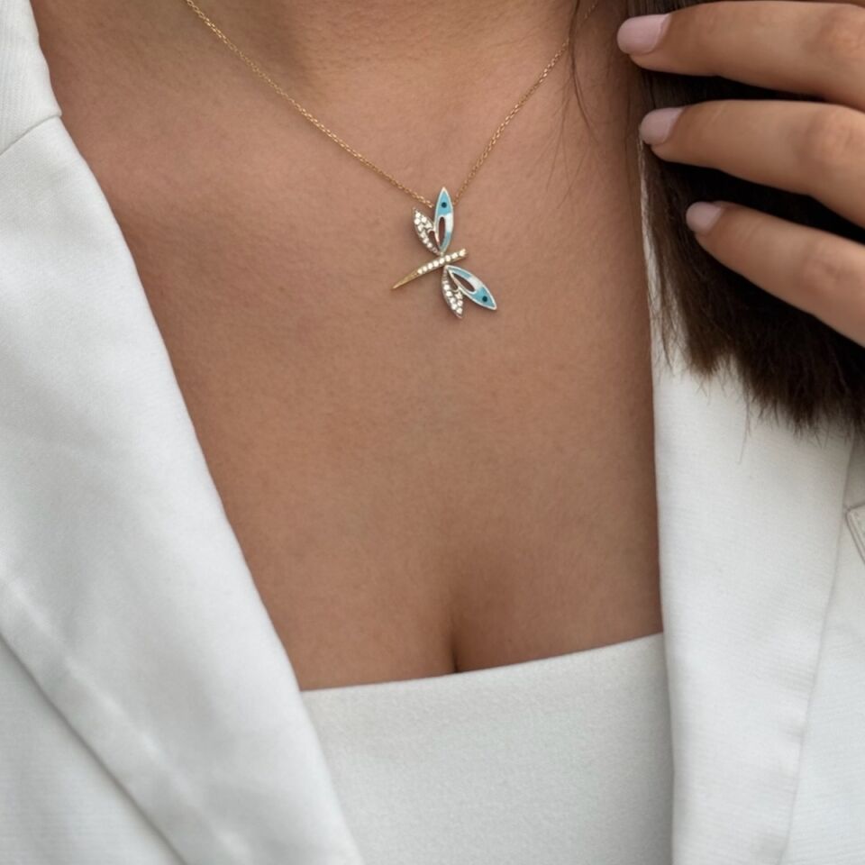 14 Ayar Mineli Yusufçuk Altın Kolye