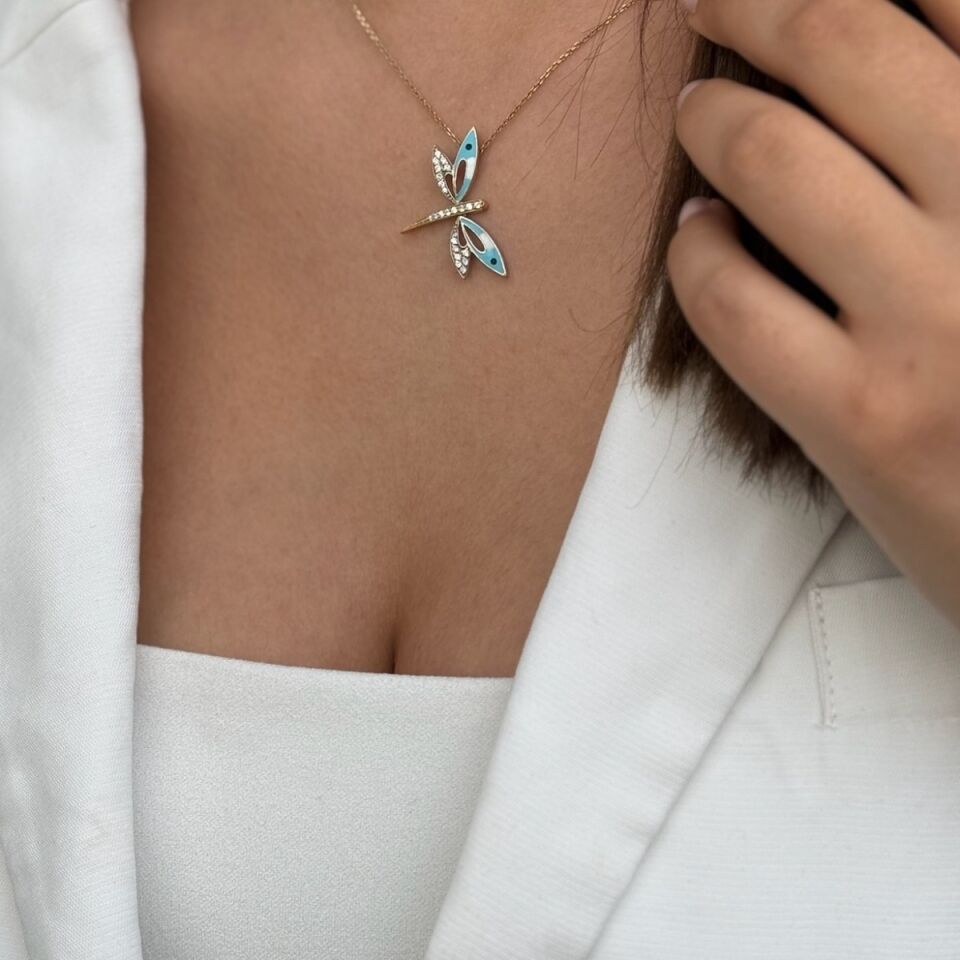 14 Ayar Mineli Yusufçuk Altın Kolye