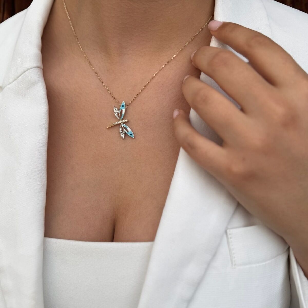 14 Ayar Mineli Yusufçuk Altın Kolye