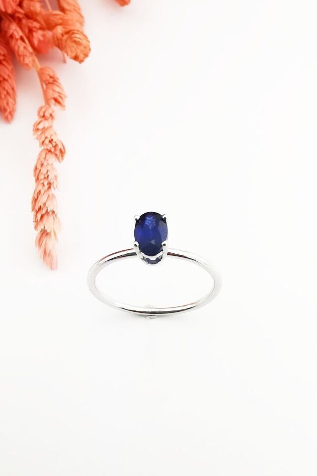 18 Ayar Safir Beyaz Altın Yüzük 16