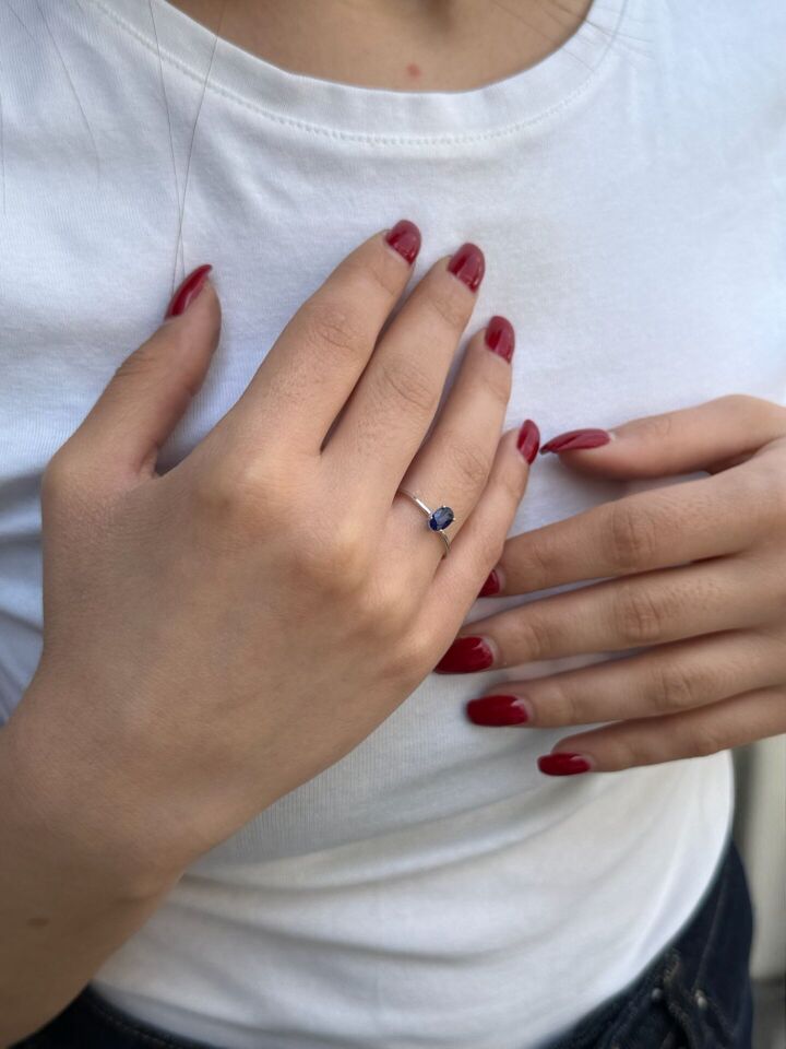 18 Ayar Safir Beyaz Altın Yüzük 16