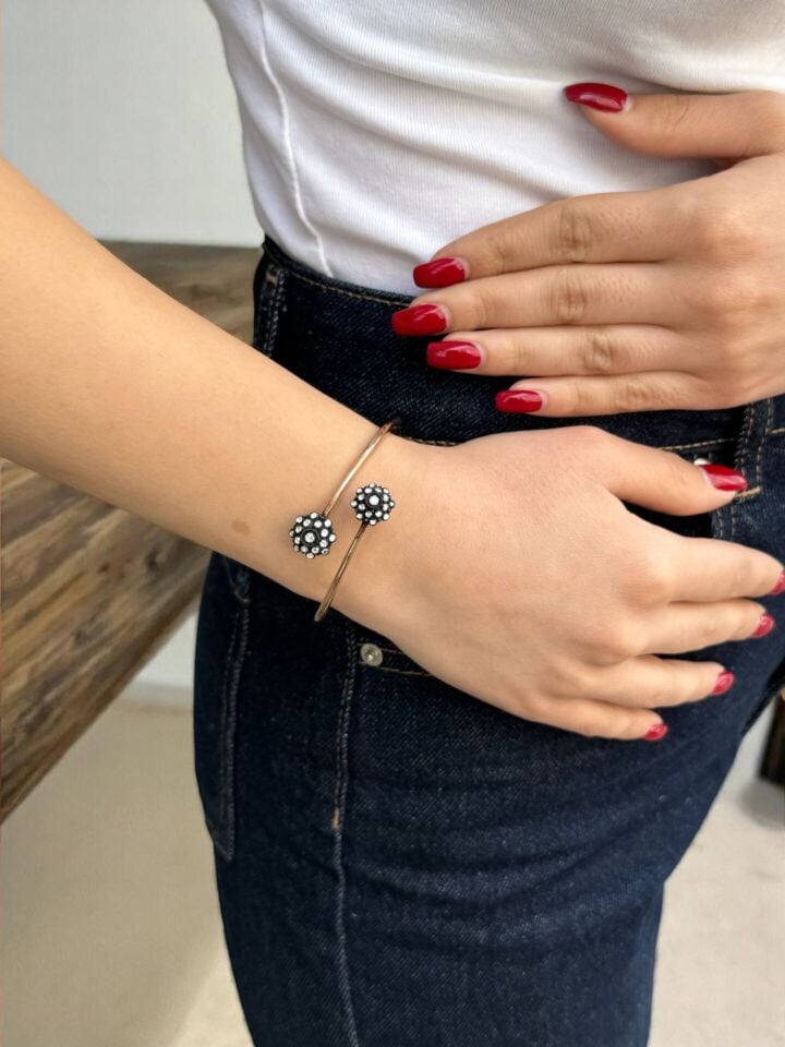 İkili Çiçek Gül Model Elmas Bilezik