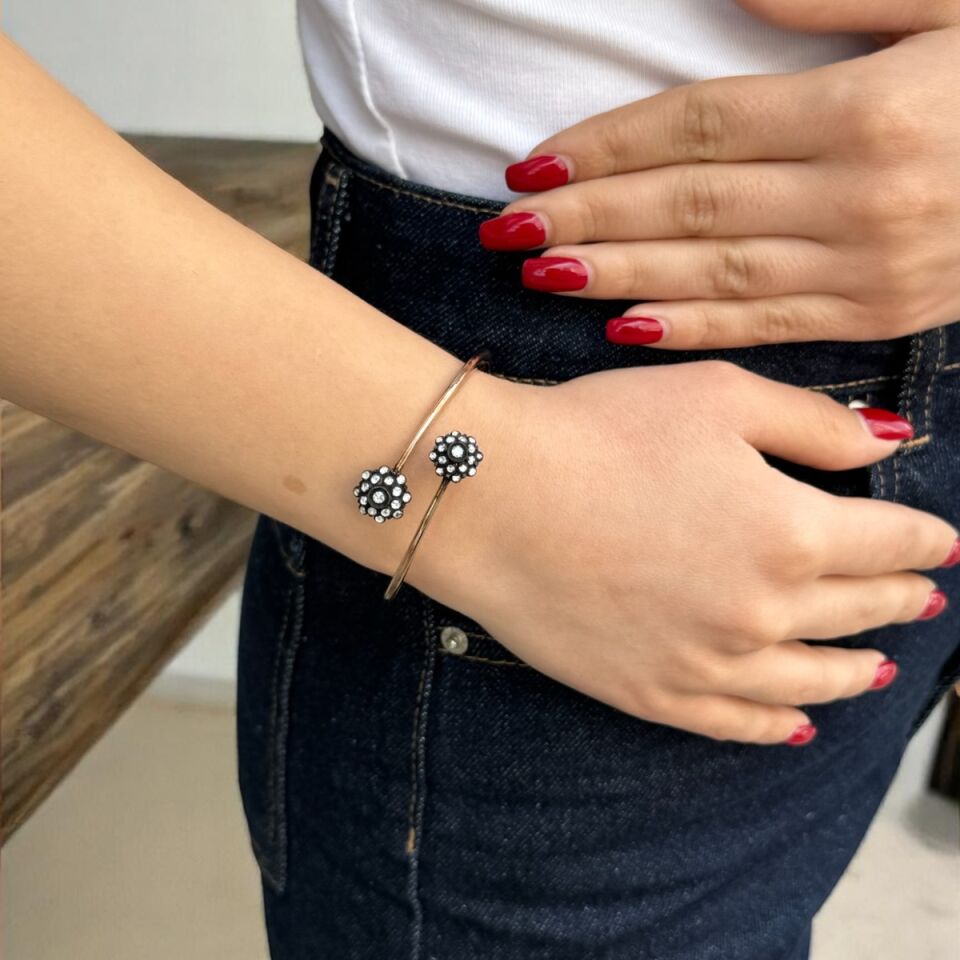 İkili Çiçek Gül Model Elmas Bilezik