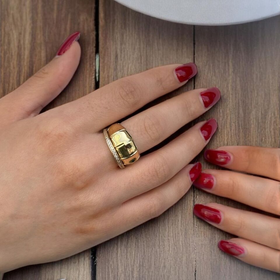 14 AYAR İTALYAN ÇİFT YÜZÜK GÖRÜNÜMLÜ ALTIN YÜZÜK