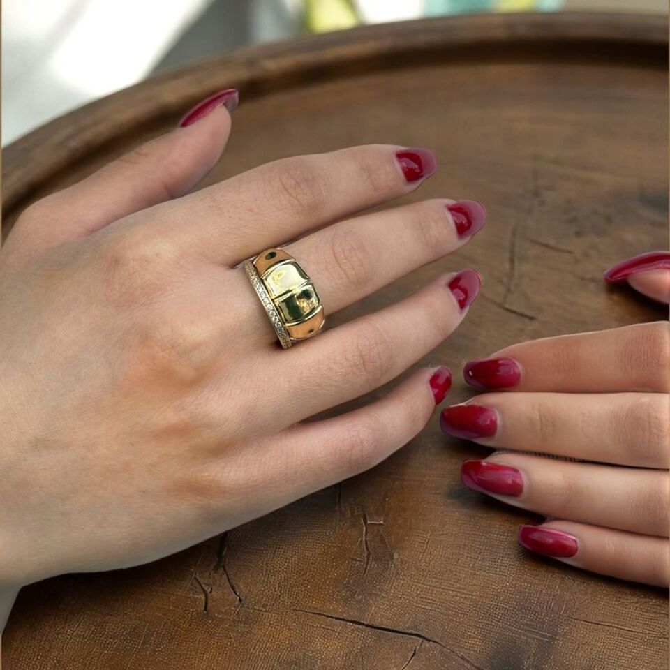 14 AYAR İTALYAN ÇİFT YÜZÜK GÖRÜNÜMLÜ ALTIN YÜZÜK