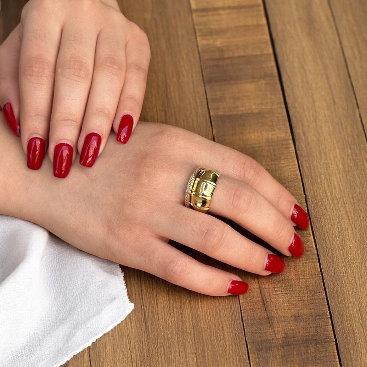 14 AYAR İTALYAN ÇİFT YÜZÜK GÖRÜNÜMLÜ ALTIN YÜZÜK