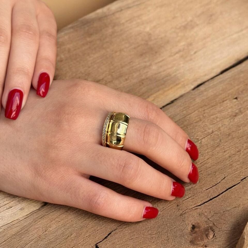 14 AYAR İTALYAN ÇİFT YÜZÜK GÖRÜNÜMLÜ ALTIN YÜZÜK