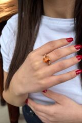 14 AYAR TOPAZ TAŞLI ALTIN YÜZÜK 19
