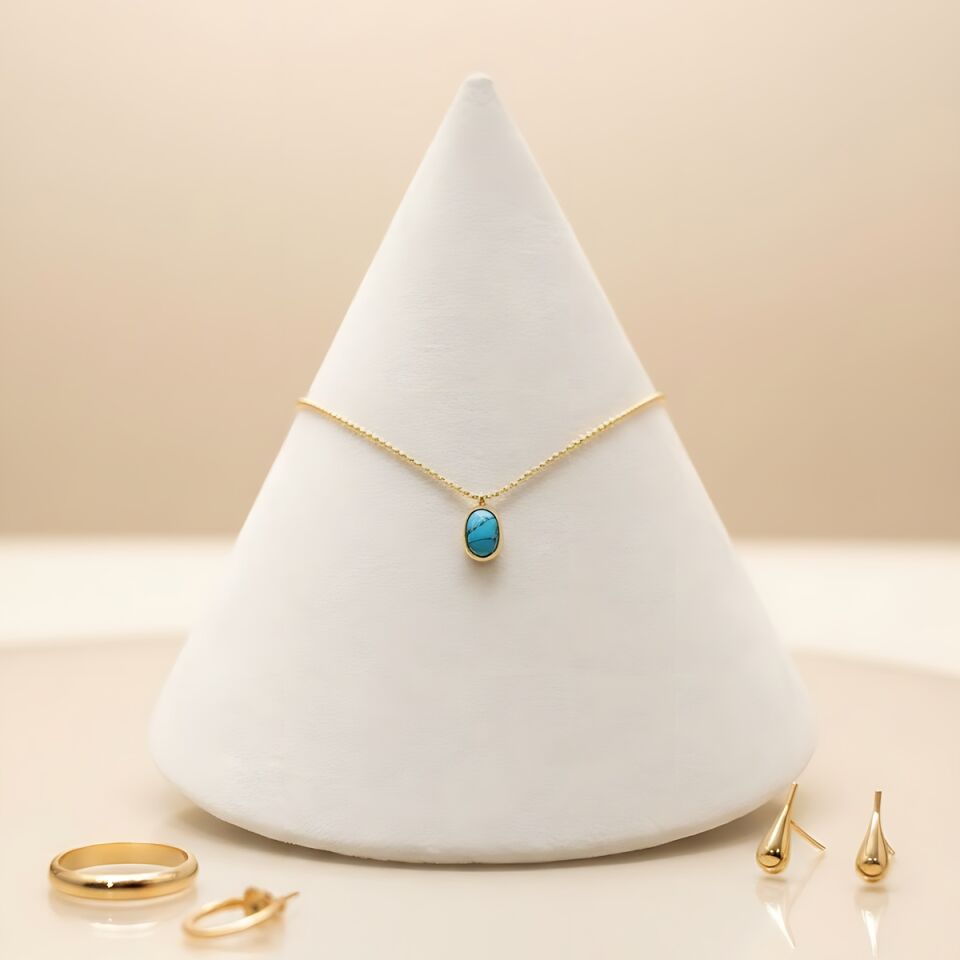 14 AYAR FİRUZE TAŞLI TOPTOP ZİNCİRLİ HALHAL