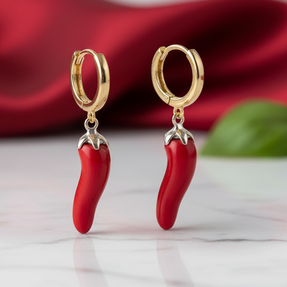 14 AYAR ÖZEL TASARIM KIRMIZI BİBER KÜPE