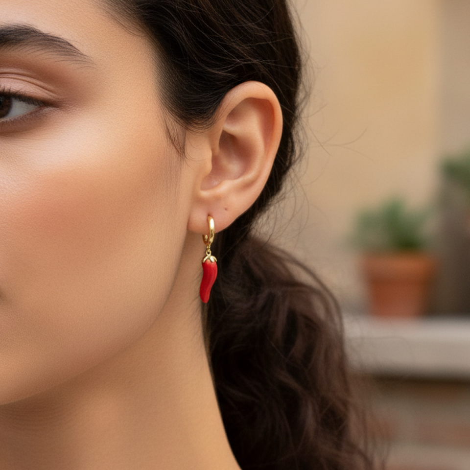 14 AYAR ÖZEL TASARIM KIRMIZI BİBER KÜPE