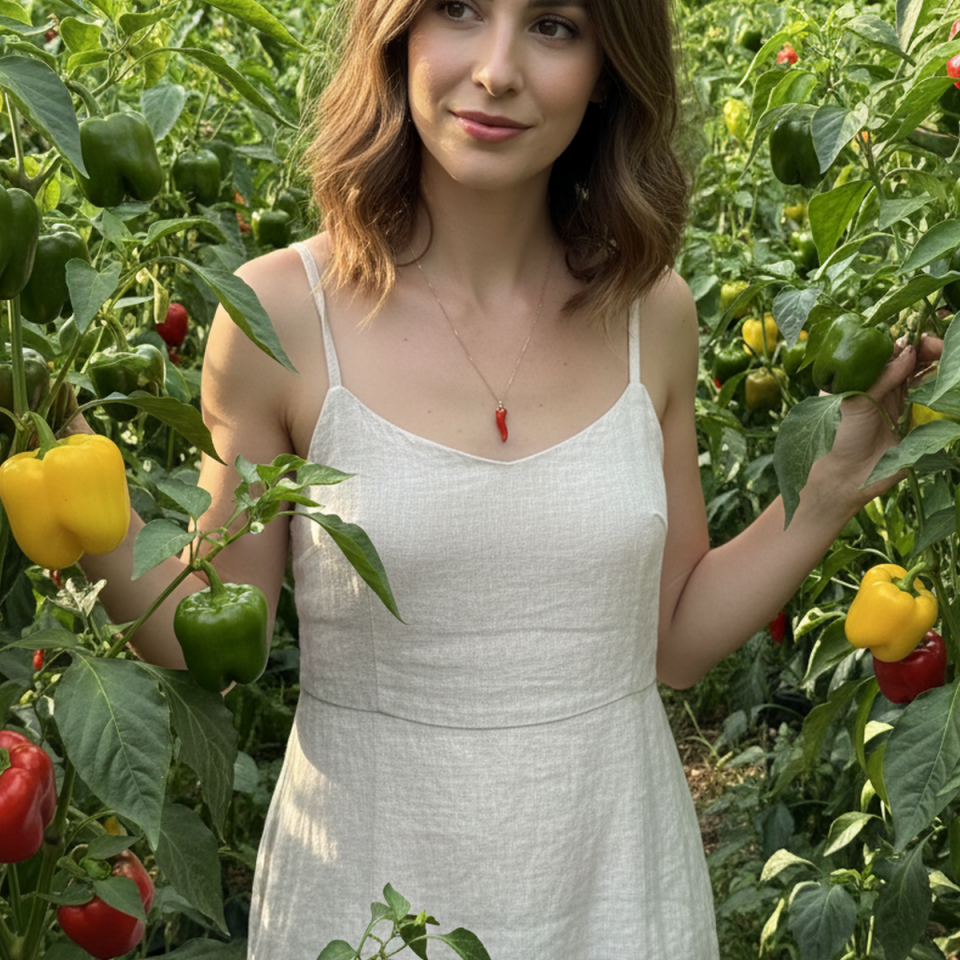 14 AYAR ÖZEL TASARIM KIRMIZI BİBER KOLYE