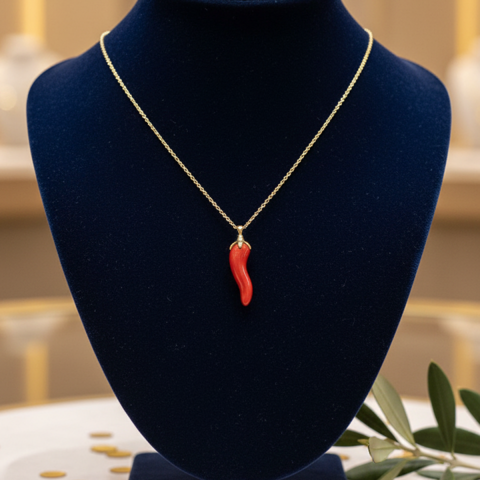 14 AYAR ÖZEL TASARIM KIRMIZI BİBER KOLYE