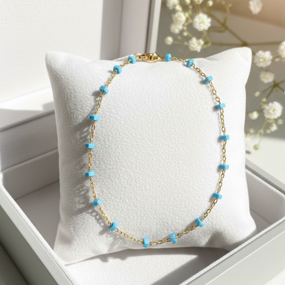 14 AYAR FİRUZE TAŞLI ALTIN HALHAL