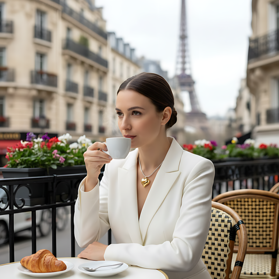 14 AYAR BEYAZ ALTIN SUYOLU KOLYE VE BÜYÜK BOY BOMBE KALP KOLYE UCU