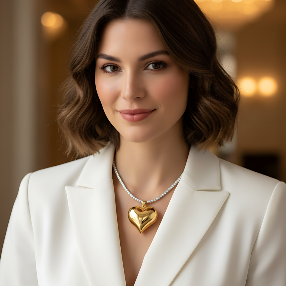 14 AYAR ÖZEL ÜRETİM BÜYÜK BOY BOMBE KALP KOLYE UCU