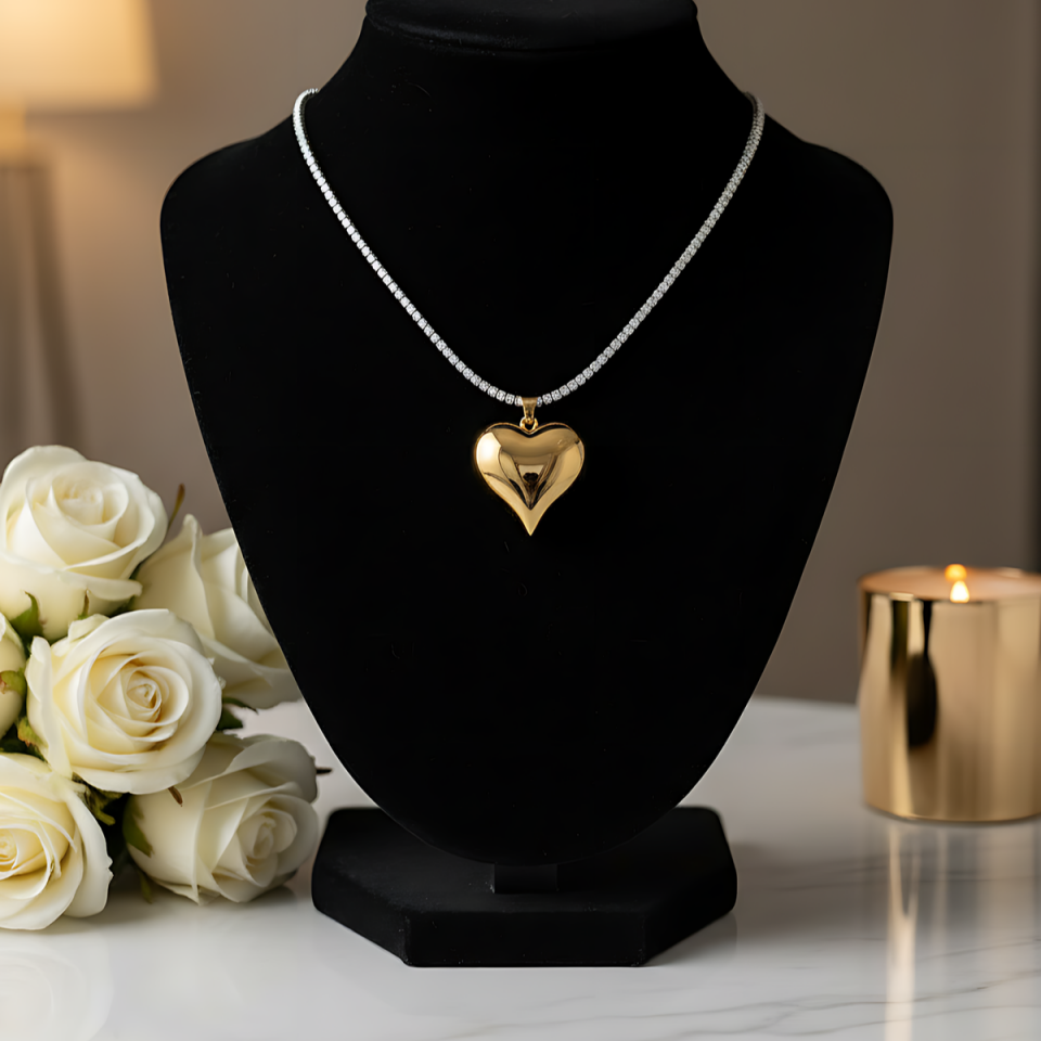 14 AYAR ÖZEL ÜRETİM BÜYÜK BOY BOMBE KALP KOLYE UCU