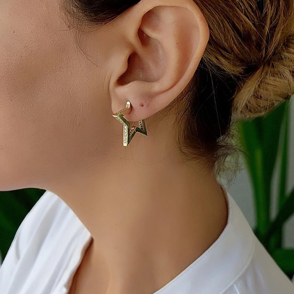 14 Ayar Yıldız Küpe