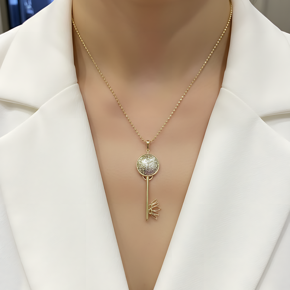 14 AYAR ÖZEL TASARIM YAŞAMÇİÇEĞİ VE LOTUS FİGÜRLÜ ANAHTAR KOLYE UCU VE TOPTOP ZİNCİR