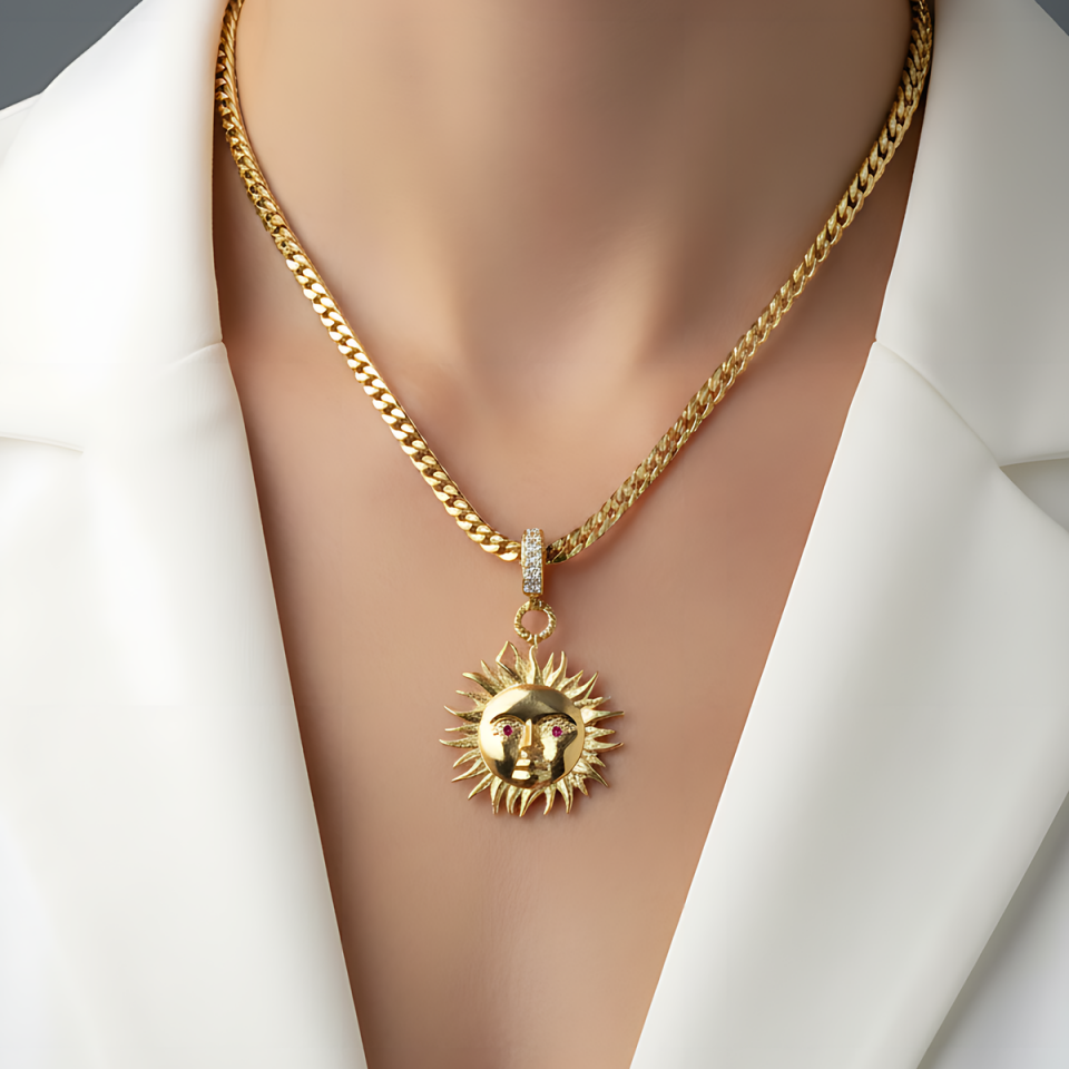 14 AYAR İTALYAN GURMET ZİNCİR VE GÜNEŞ KOLYE UCU