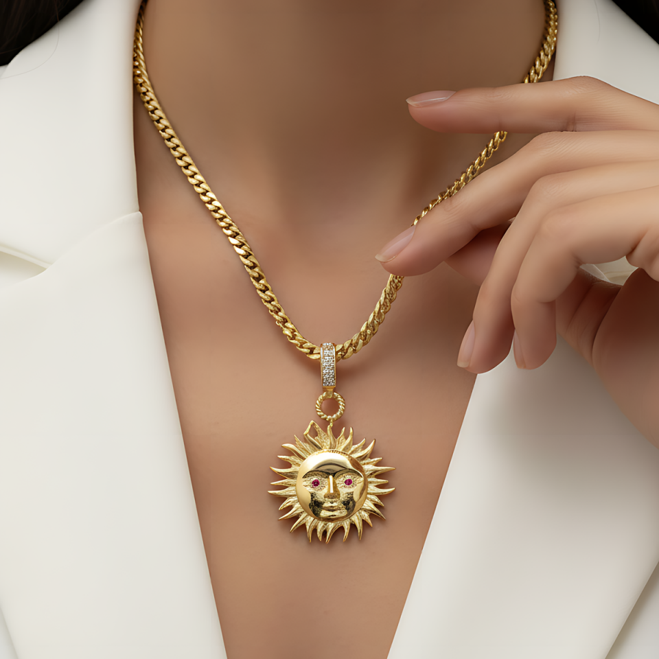 14 AYAR İTALYAN GURMET ZİNCİR VE GÜNEŞ KOLYE UCU