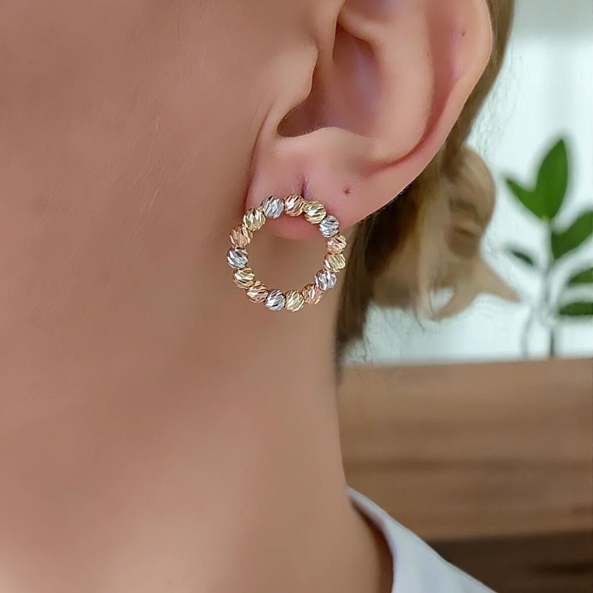 14 Ayar Çember Dorika Toplu İtalyan Küpe