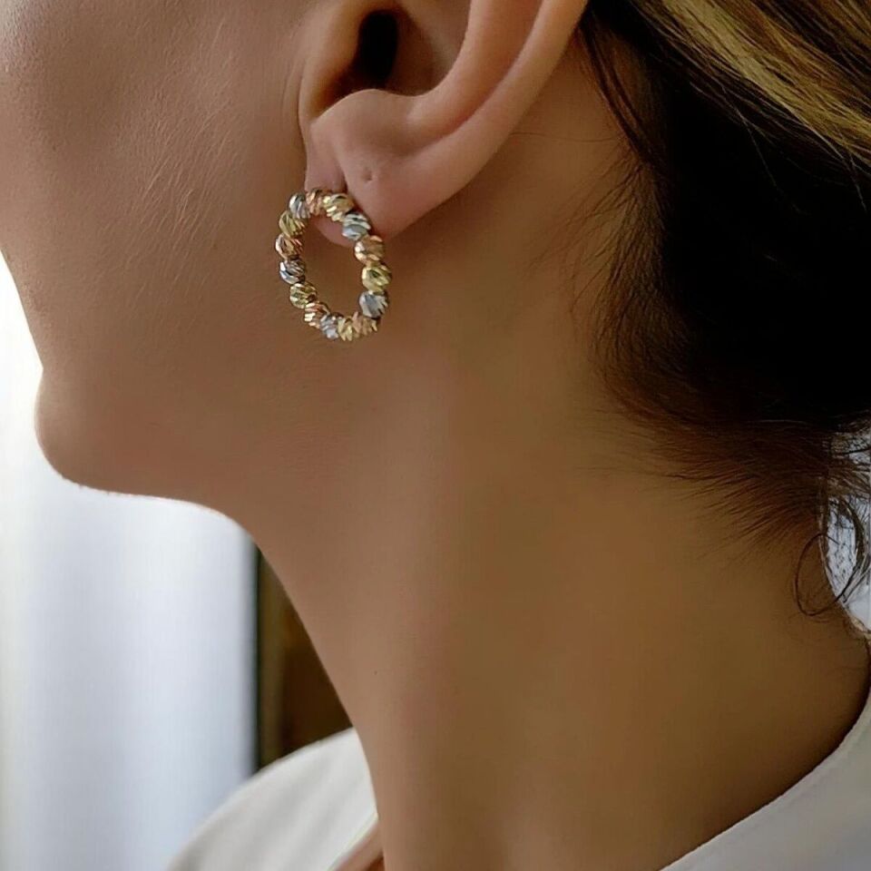 14 Ayar Çember Dorika Toplu İtalyan Küpe